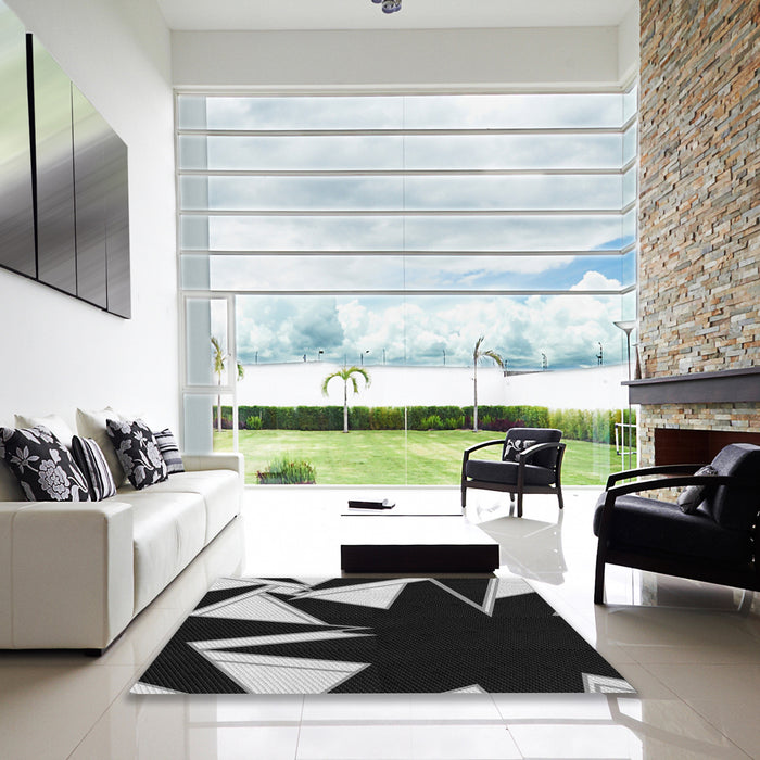 Machine Washable Transitional Black Rug in a Kitchen, wshpat3463gry