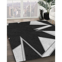 Patterned Black Rug, pat3463gry