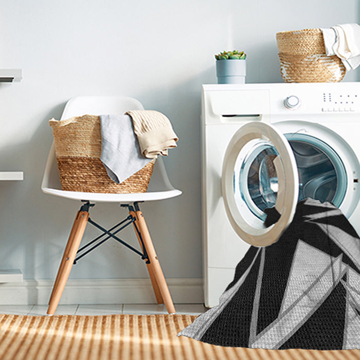Machine Washable Transitional Black Rug in a Washing Machine, wshpat3463gry
