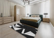 Patterned Black Rug in a Bedroom, pat3463gry