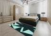 Patterned Deep Teal Green Rug in a Bedroom, pat3463lblu