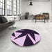 Round Patterned Deep Purple Rug in a Office, pat3463pur