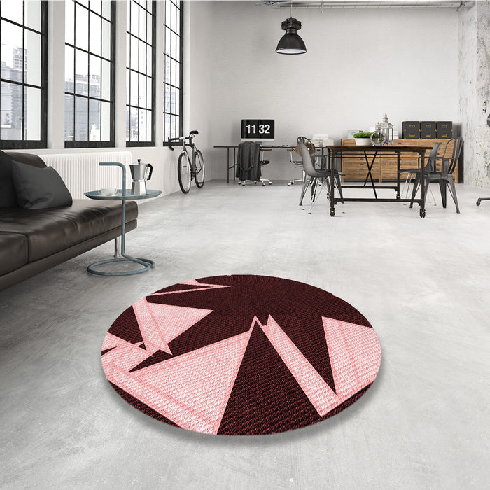 Round Patterned Chocolate Brown Rug in a Office, pat3463rd