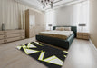 Patterned Black Novelty Rug in a Bedroom, pat3463