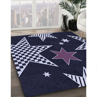 Patterned Black Rug, pat3464blu