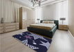 Patterned Black Rug in a Bedroom, pat3464blu