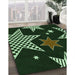 Patterned Green Rug in Family Room, pat3464grn