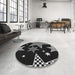 Round Patterned Gray Rug in a Office, pat3464gry