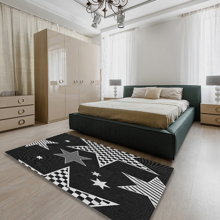 Patterned Gray Rug in a Bedroom, pat3464gry