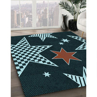 Patterned Deep-Sea Green Rug, pat3464lblu