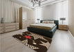 Patterned Black Brown Rug in a Bedroom, pat3464org