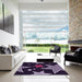 Square Patterned Deep Purple Rug in a Living Room, pat3464pur