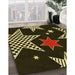 Machine Washable Transitional Black Brown Rug in a Family Room, wshpat3464yw