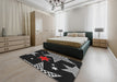 Patterned Black Novelty Rug in a Bedroom, pat3464