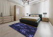 Patterned Deep Periwinkle Purple Rug in a Bedroom, pat3465blu