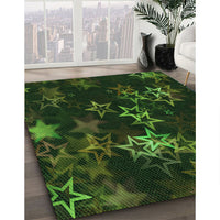 Patterned Black Rug, pat3465grn