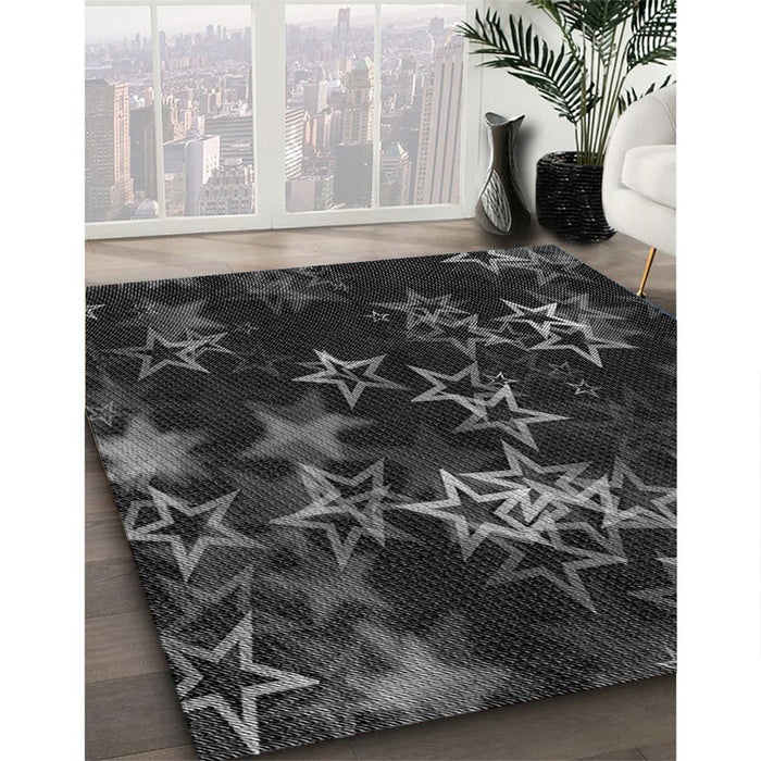 Patterned Carbon Gray Rug in Family Room, pat3465gry