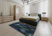 Patterned Blue Rug in a Bedroom, pat3465lblu