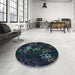 Round Patterned Blue Rug in a Office, pat3465lblu