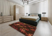 Patterned Saddle Brown Rug in a Bedroom, pat3465org