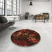 Round Patterned Saddle Brown Rug in a Office, pat3465org