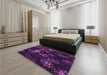 Patterned Dark Purple Rug in a Bedroom, pat3465pur
