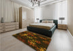 Patterned Saddle Brown Rug in a Bedroom, pat3465yw
