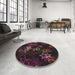 Round Patterned Chocolate Brown Novelty Rug in a Office, pat3465