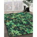 Machine Washable Transitional Dark Forest Green Rug in a Family Room, wshpat3466lblu