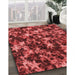 Machine Washable Transitional Cranberry Red Rug in a Family Room, wshpat3466rd