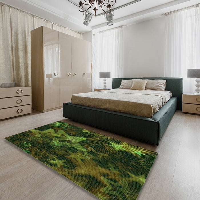 Patterned Midnight Gray Rug in a Bedroom, pat3467grn