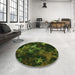 Round Patterned Midnight Gray Rug in a Office, pat3467grn