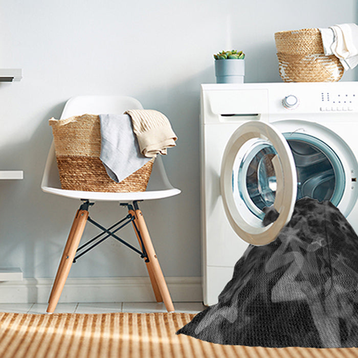 Machine Washable Transitional Charcoal Black Rug in a Washing Machine, wshpat3467gry