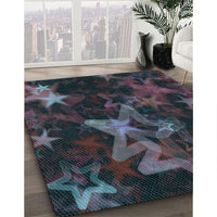 Patterned Charcoal Black Rug, pat3467lblu