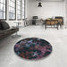 Round Patterned Charcoal Black Rug in a Office, pat3467lblu