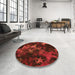 Round Patterned Crimson Red Rug in a Office, pat3467org