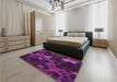 Round Machine Washable Transitional Dark Orchid Purple Rug in a Office, wshpat3467pur