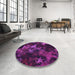 Round Patterned Dark Orchid Purple Rug in a Office, pat3467pur