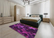 Patterned Dark Orchid Purple Rug in a Bedroom, pat3467pur