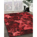 Machine Washable Transitional Cranberry Red Rug in a Family Room, wshpat3467rd