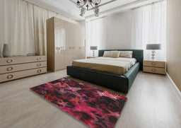 Patterned Raspberry Purple Modern Rug in a Bedroom, pat3467