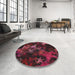 Round Patterned Raspberry Purple Modern Rug in a Office, pat3467