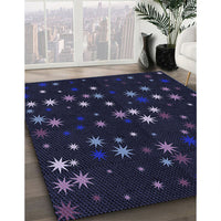 Patterned Black Rug, pat3468blu