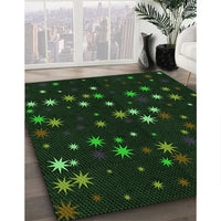 Patterned Deep Emerald Green Rug, pat3468grn