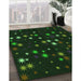 Machine Washable Transitional Deep Emerald Green Rug in a Family Room, wshpat3468grn