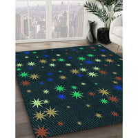 Patterned Black Rug, pat3468lblu