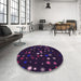 Round Patterned Purple Rug in a Office, pat3468pur