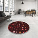 Round Patterned Chocolate Brown Rug in a Office, pat3468rd