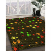 Patterned Black Brown Rug, pat3468yw