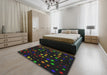 Patterned Black Modern Rug in a Bedroom, pat3468